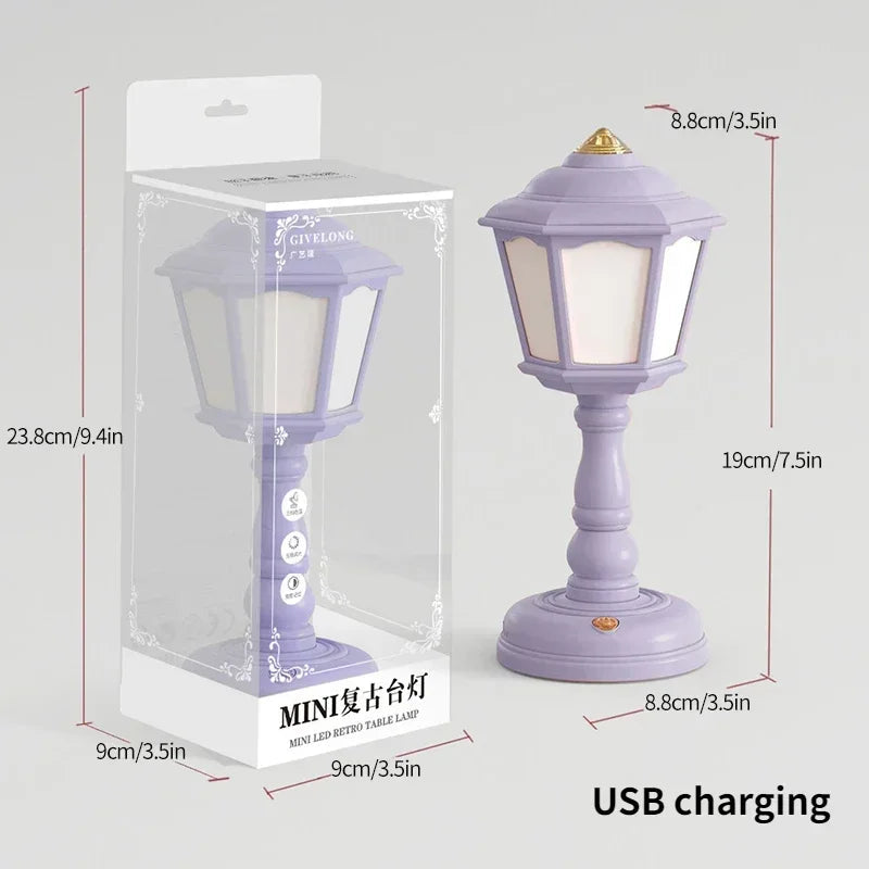 Retro Led Desk Lamp Table Night Light Mini Street Lamp Design Night Lights Desk Accessories Kawaii Room Decor Home Decor Items