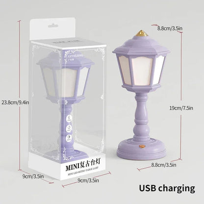 Retro Led Desk Lamp Table Night Light Mini Street Lamp Design Night Lights Desk Accessories Kawaii Room Decor Home Decor Items