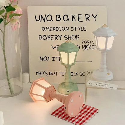 Retro Led Desk Lamp Table Night Light Mini Street Lamp Design Night Lights Desk Accessories Kawaii Room Decor Home Decor Items