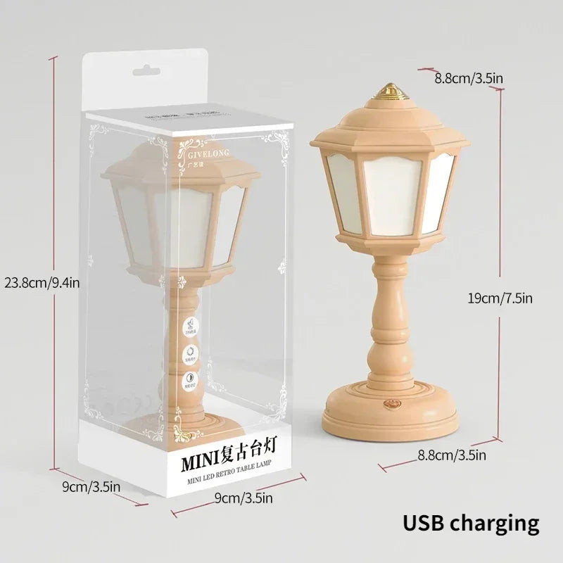 Retro Led Desk Lamp Table Night Light Mini Street Lamp Design Night Lights Desk Accessories Kawaii Room Decor Home Decor Items