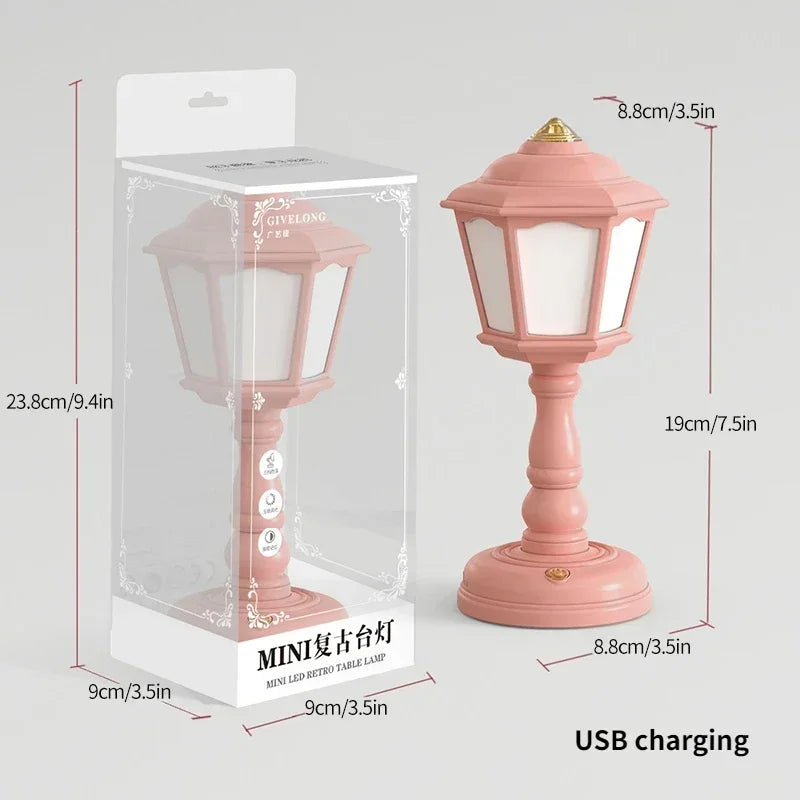 Retro Led Desk Lamp Table Night Light Mini Street Lamp Design Night Lights Desk Accessories Kawaii Room Decor Home Decor Items
