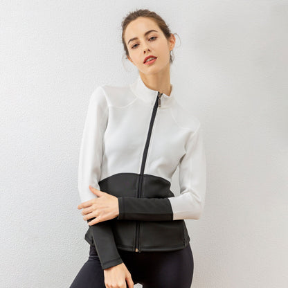 Autumn And Winter New Style Zip Cardigan Panel Sports Yoga Clothes Women'S Outdoor Training Running Fitne