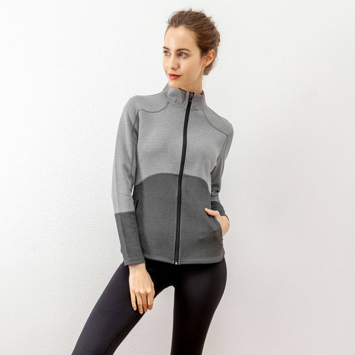 Autumn And Winter New Style Zip Cardigan Panel Sports Yoga Clothes Women'S Outdoor Training Running Fitne
