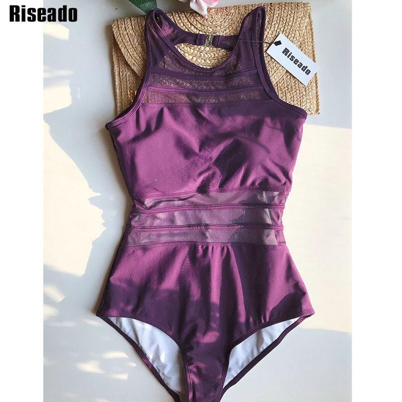 Black Mesh One Piece Swimsuit 2021 Swimwear Women Sexy High Neck Bathing Suit Women Backless Plus Size Swim Wear Xxl