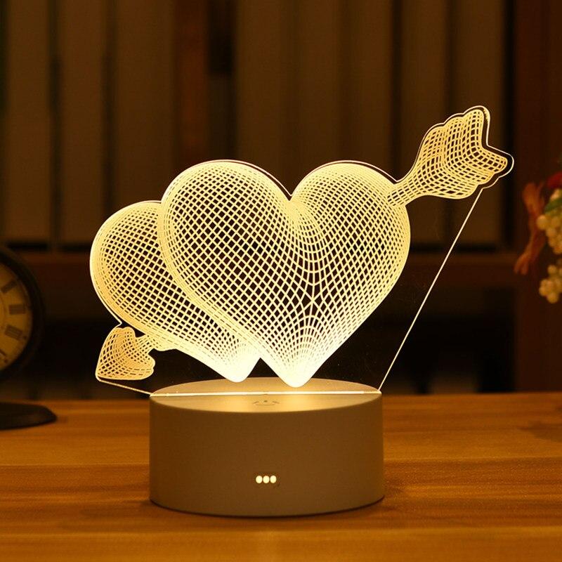 Romantic Love 3D Acrylic Led Lamp For Home Children'S Night Light Table Lamp Birthday Party Decor Valentine'S Day Bedside Lamp