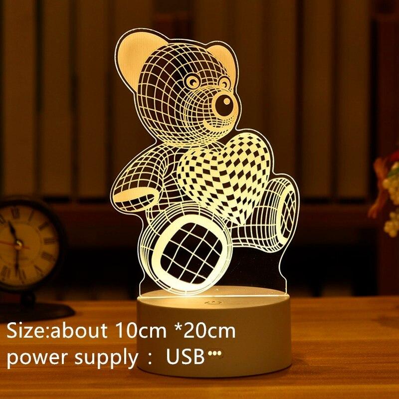 Romantic Love 3D Acrylic Led Lamp For Home Children'S Night Light Table Lamp Birthday Party Decor Valentine'S Day Bedside Lamp
