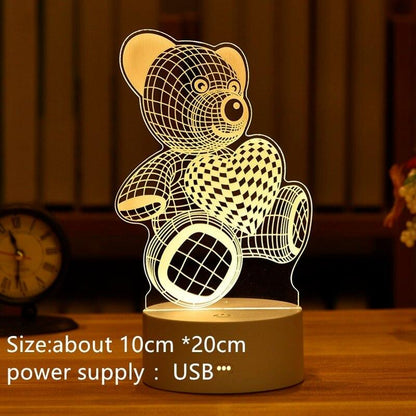 Romantic Love 3D Acrylic Led Lamp For Home Children'S Night Light Table Lamp Birthday Party Decor Valentine'S Day Bedside Lamp