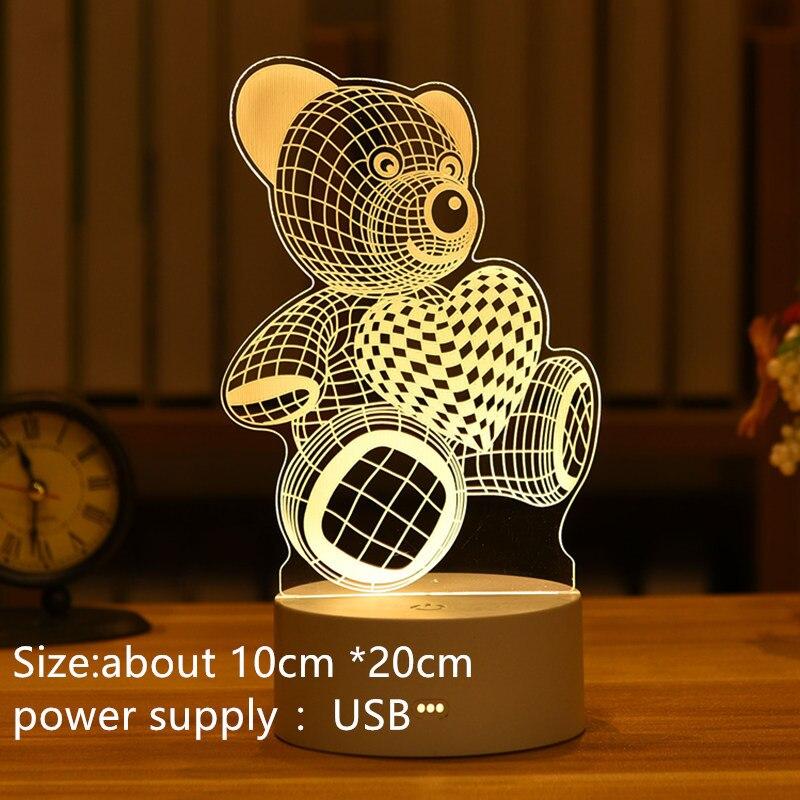 Romantic Love 3D Acrylic Led Lamp For Home Children'S Night Light Table Lamp Birthday Party Decor Valentine'S Day Bedside Lamp