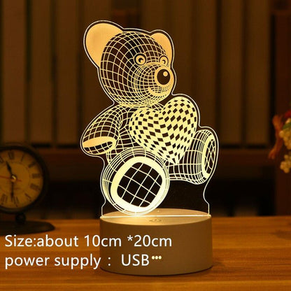 Romantic Love 3D Acrylic Led Lamp For Home Children'S Night Light Table Lamp Birthday Party Decor Valentine'S Day Bedside Lamp