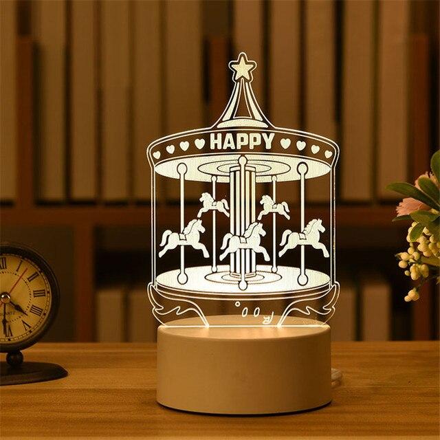 Romantic Love 3D Acrylic Led Lamp For Home Children'S Night Light Table Lamp Birthday Party Decor Valentine'S Day Bedside Lamp