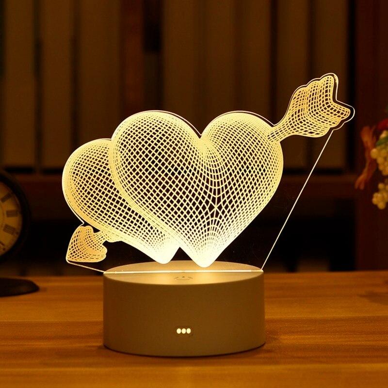 Romantic Love 3D Acrylic Led Lamp For Home Children'S Night Light Table Lamp Birthday Party Decor Valentine'S Day Bedside Lamp