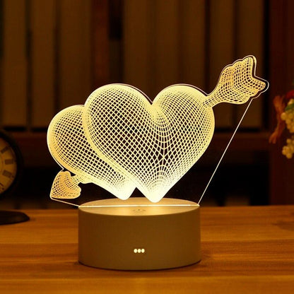 Romantic Love 3D Acrylic Led Lamp For Home Children'S Night Light Table Lamp Birthday Party Decor Valentine'S Day Bedside Lamp