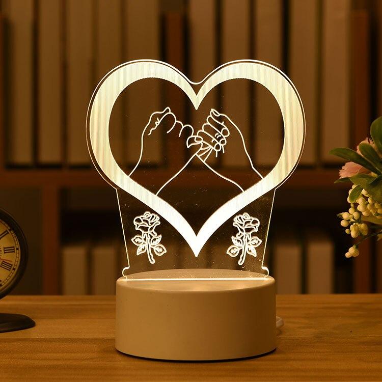 Romantic Love 3D Acrylic Led Lamp For Home Children'S Night Light Table Lamp Birthday Party Decor Valentine'S Day Bedside Lamp