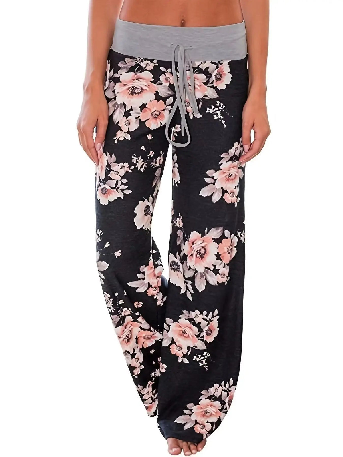 S-8Xl Fashion Women Casual Loose Stretch Printing Long Wide Leg Yoga Pants Drawstring  Lounge Pants Pajama Pants