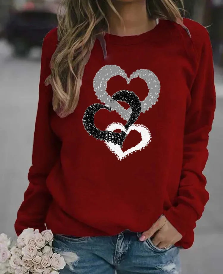 Women'S Casual Round Neck Sweatshirt Autumn/Winter Printed Christmas Santa Claus Design Comfortable Breathable Ladies Top