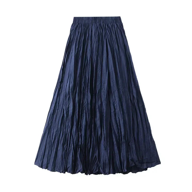 Light Luxury Irregular Slimming Pleated  A-Line Skirt For Women High Waist Solid Color Loose Fashion Skirts Casual  Spring New