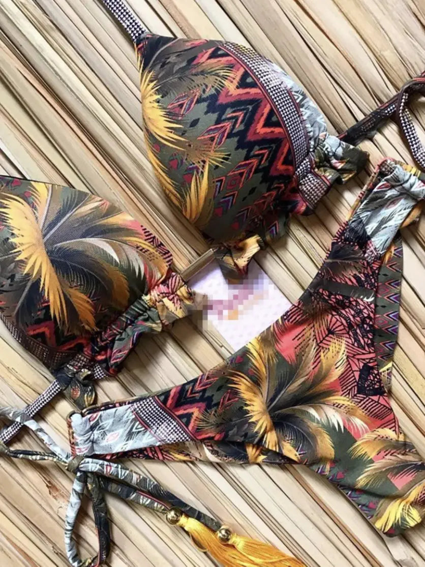 Popular Womens Beachwear Sexy Bikinis Set Hot Sport Swimwear Push-Up Padded Swimsuit  Exquisite Bather Swimwear