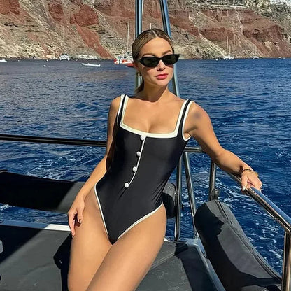 Vintage One Piece Swimsuit Retro Swimwear Women'S Swimsuit Bandeau Bathing Suit Beachwear Monokini Female Swimming Suits