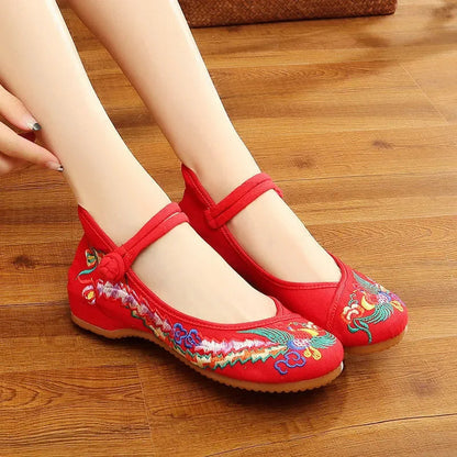 Women Retro High Quality Red Embroidery Ballet Shoes Lady Casual Sweet White Anti Skid Hemp Flat Shoes Zapatos Mujer E6184X