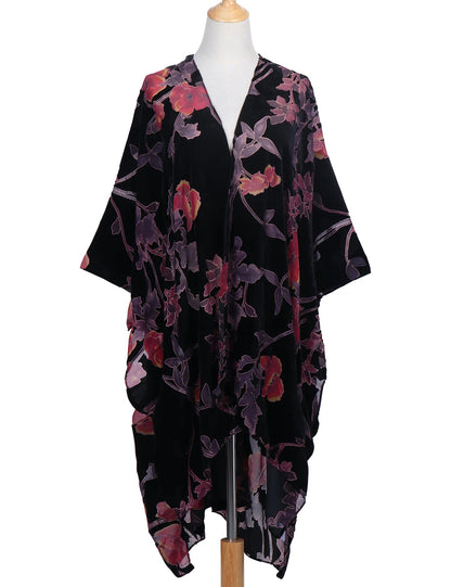 Wehello Bohemian Burnt Plush Kimono Women'S Long Purple Tassel Beach Cover-Up  Holiday Casual Cardigan Shawl Jypf-20