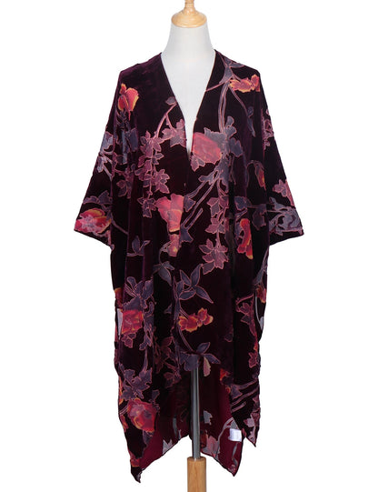 Wehello Bohemian Burnt Plush Kimono Women'S Long Purple Tassel Beach Cover-Up  Holiday Casual Cardigan Shawl Jypf-20