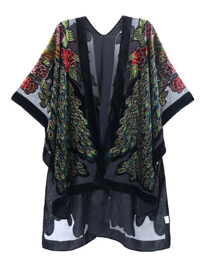 Wehello Bohemian Burnt Plush Kimono Women'S Long Purple Tassel Beach Cover-Up  Holiday Casual Cardigan Shawl Jypf-20