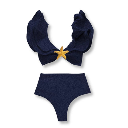 Two-Pieces Women Floral 2025 Push-Up Padded Bra Ruffles Bandage Bikini Set Swimsuit Swimwear Bathing Suit Beachwear Biquini