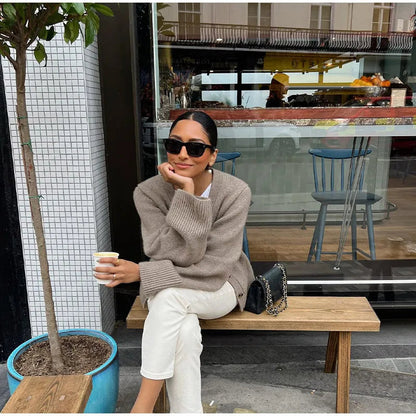 Knit Cardigan Women Autumn Gentle Solid Long Sleeve Single Breasted Female Sweaters V-Neek Pocket All Match Lady Knitwear 2024