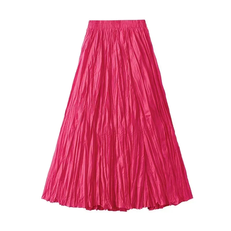 Light Luxury Irregular Slimming Pleated  A-Line Skirt For Women High Waist Solid Color Loose Fashion Skirts Casual  Spring New