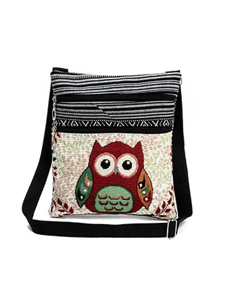 Fashion Trend Owl Pattern Woven Embroidery Crossbody Ethnic Ladies Shoulder Bag For Women