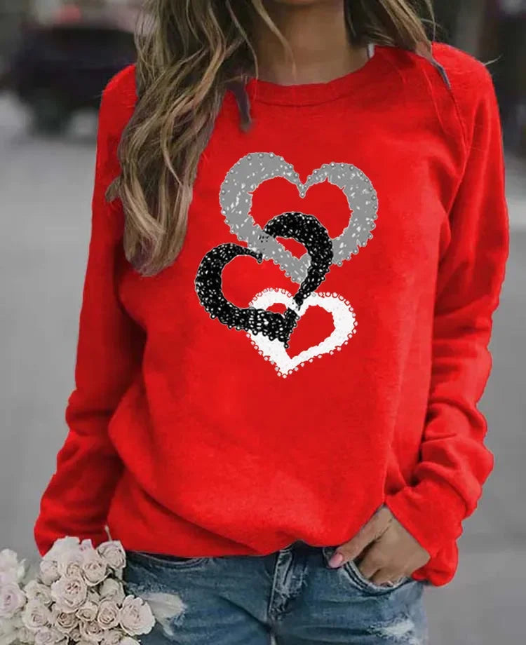 Women'S Casual Round Neck Sweatshirt Autumn/Winter Printed Christmas Santa Claus Design Comfortable Breathable Ladies Top