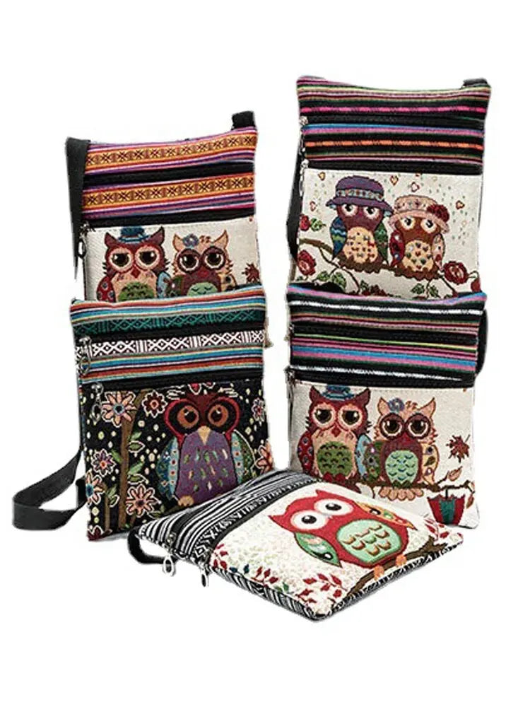 Fashion Trend Owl Pattern Woven Embroidery Crossbody Ethnic Ladies Shoulder Bag For Women