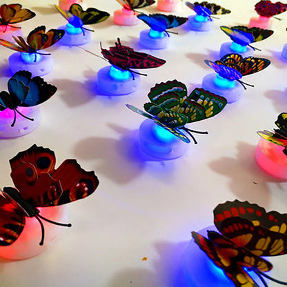 10Pcs 3D Led Butterfly Decoration Night Light Sticker Single And Double Wall Light For Garden Backyard Lawn Party Festive Party