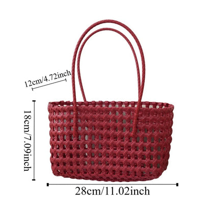 Plastic Hollow Weave Bag Countryside Style Large Capacity Beach Tote Bag Bucket Bag Bohemian Style Woman Pvc Handbag Summer