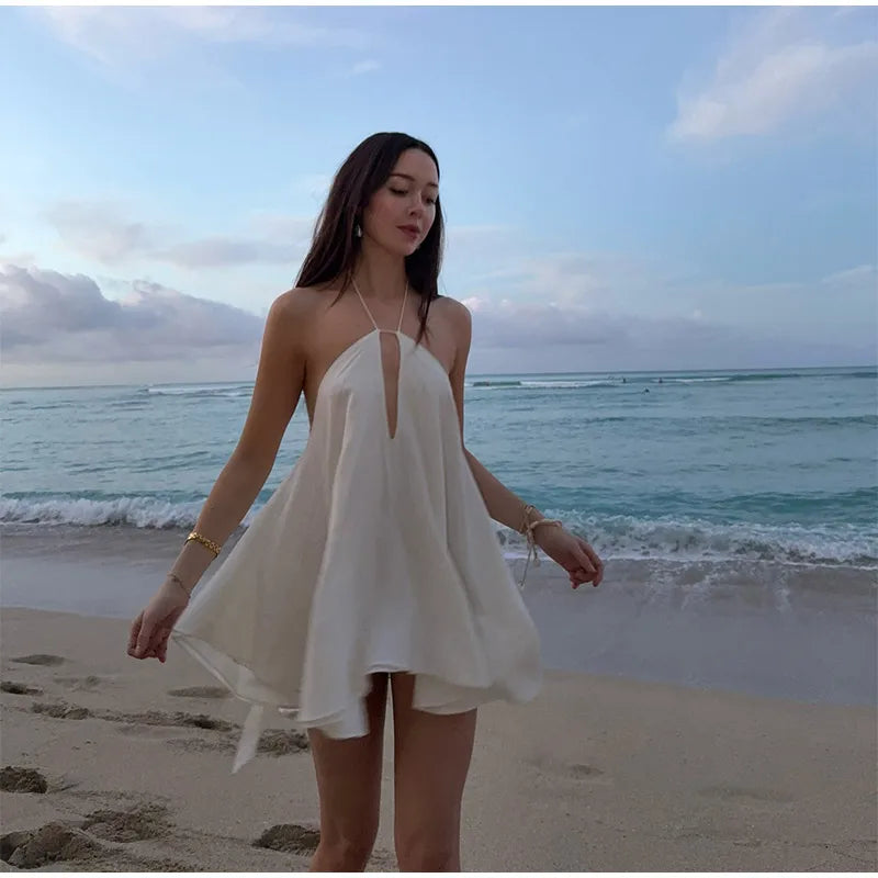 2025 Sexy Party Off Shoulder Dresses Women'S Elegant Sleeveless Hollow Out Beach Dress Backless High Street Lady Summer Vestidos