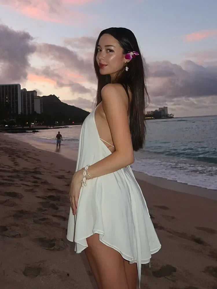 2025 Sexy Party Off Shoulder Dresses Women'S Elegant Sleeveless Hollow Out Beach Dress Backless High Street Lady Summer Vestidos