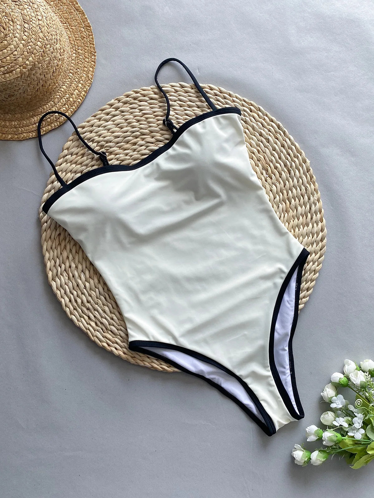 Vintage One Piece Swimsuit Retro Swimwear Women'S Swimsuit Bandeau Bathing Suit Beachwear Monokini Female Swimming Suits