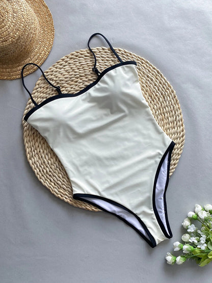 Vintage One Piece Swimsuit Retro Swimwear Women'S Swimsuit Bandeau Bathing Suit Beachwear Monokini Female Swimming Suits