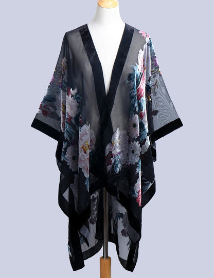 Wehello Bohemian Burnt Plush Kimono Women'S Long Purple Tassel Beach Cover-Up  Holiday Casual Cardigan Shawl Jypf-20