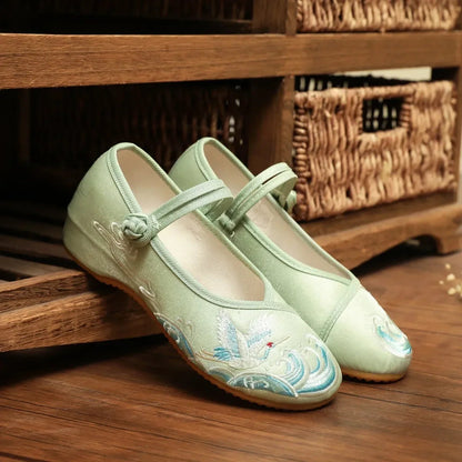 Women Retro High Quality Red Embroidery Ballet Shoes Lady Casual Sweet White Anti Skid Hemp Flat Shoes Zapatos Mujer E6184X