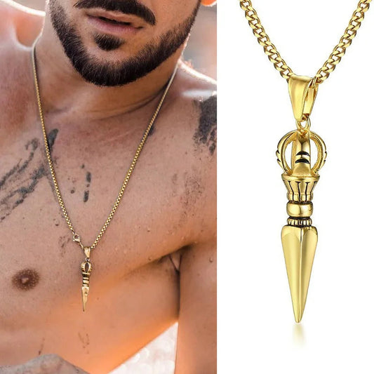Stainless Steel Tibetan Buddhist Protection Pendant Necklace