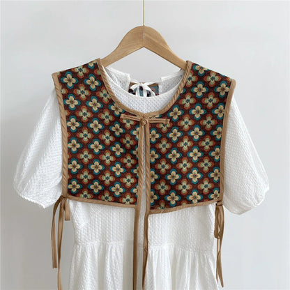 Vests Women Embroidery Lace-Up Chic Vintage All-Match Casual Korean Fashion Summer Classic Prevalent Waistcoat Harajuku Delicate