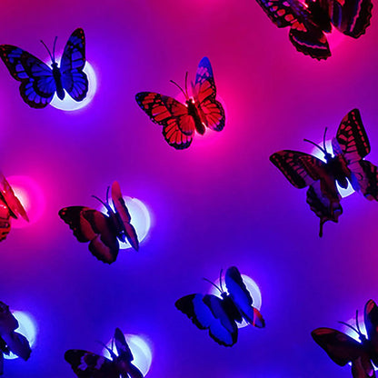 10Pcs 3D Led Butterfly Decoration Night Light Sticker Single And Double Wall Light For Garden Backyard Lawn Party Festive Party