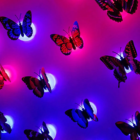 10Pcs 3D Led Butterfly Decoration Night Light Sticker Single And Double Wall Light For Garden Backyard Lawn Party Festive Party