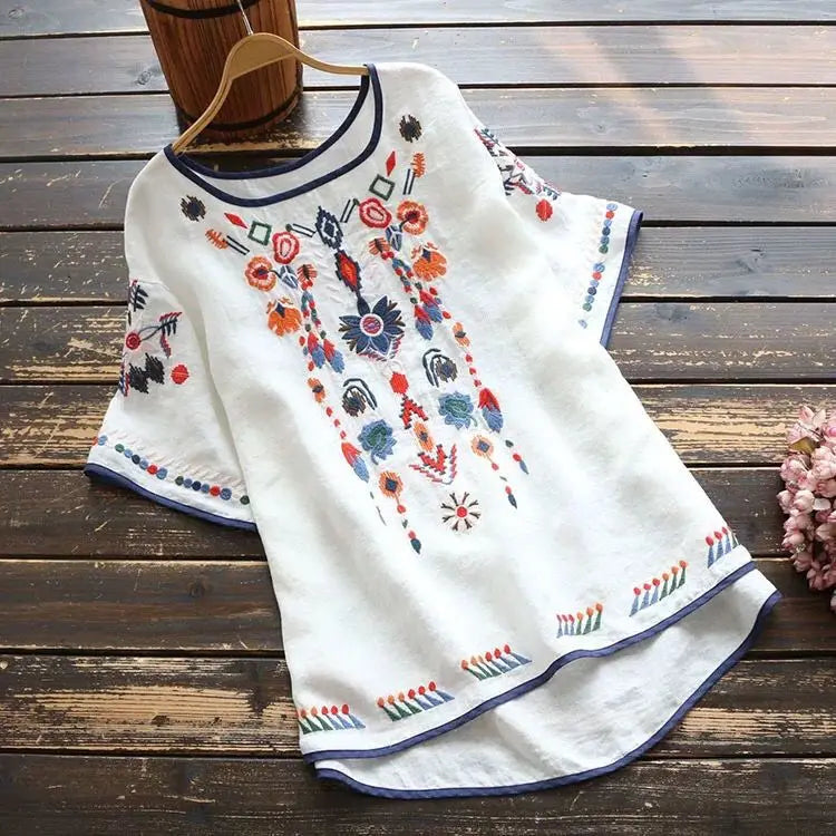 Embroidery Cotton Women Shirt Summer & Spring Blouse Tops Clothes For Women Clothing