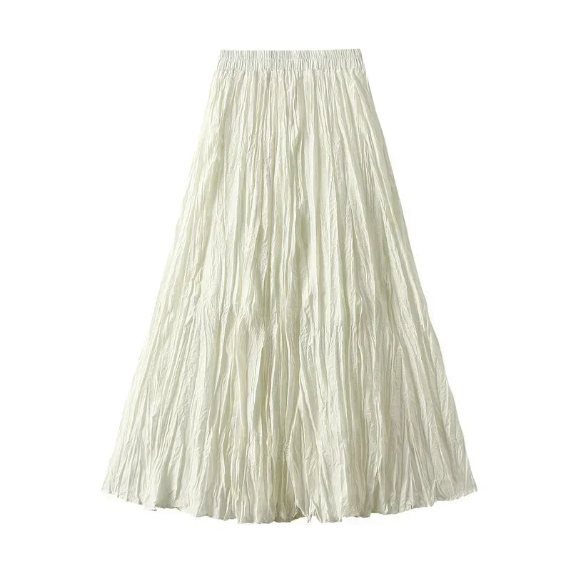 Light Luxury Irregular Slimming Pleated  A-Line Skirt For Women High Waist Solid Color Loose Fashion Skirts Casual  Spring New