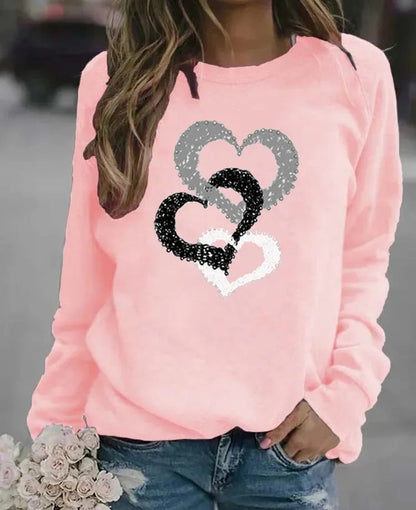 Women'S Casual Round Neck Sweatshirt Autumn/Winter Printed Christmas Santa Claus Design Comfortable Breathable Ladies Top