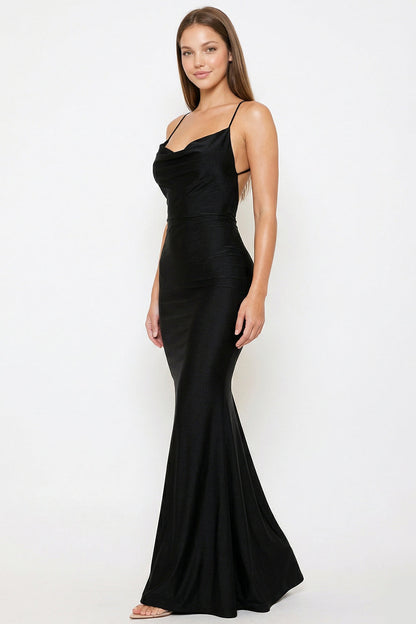 Basic Cowl Neck Slim Maxi Dress