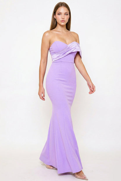 Crezia Fabric With Satin Large Bow Detail Maxi Dress