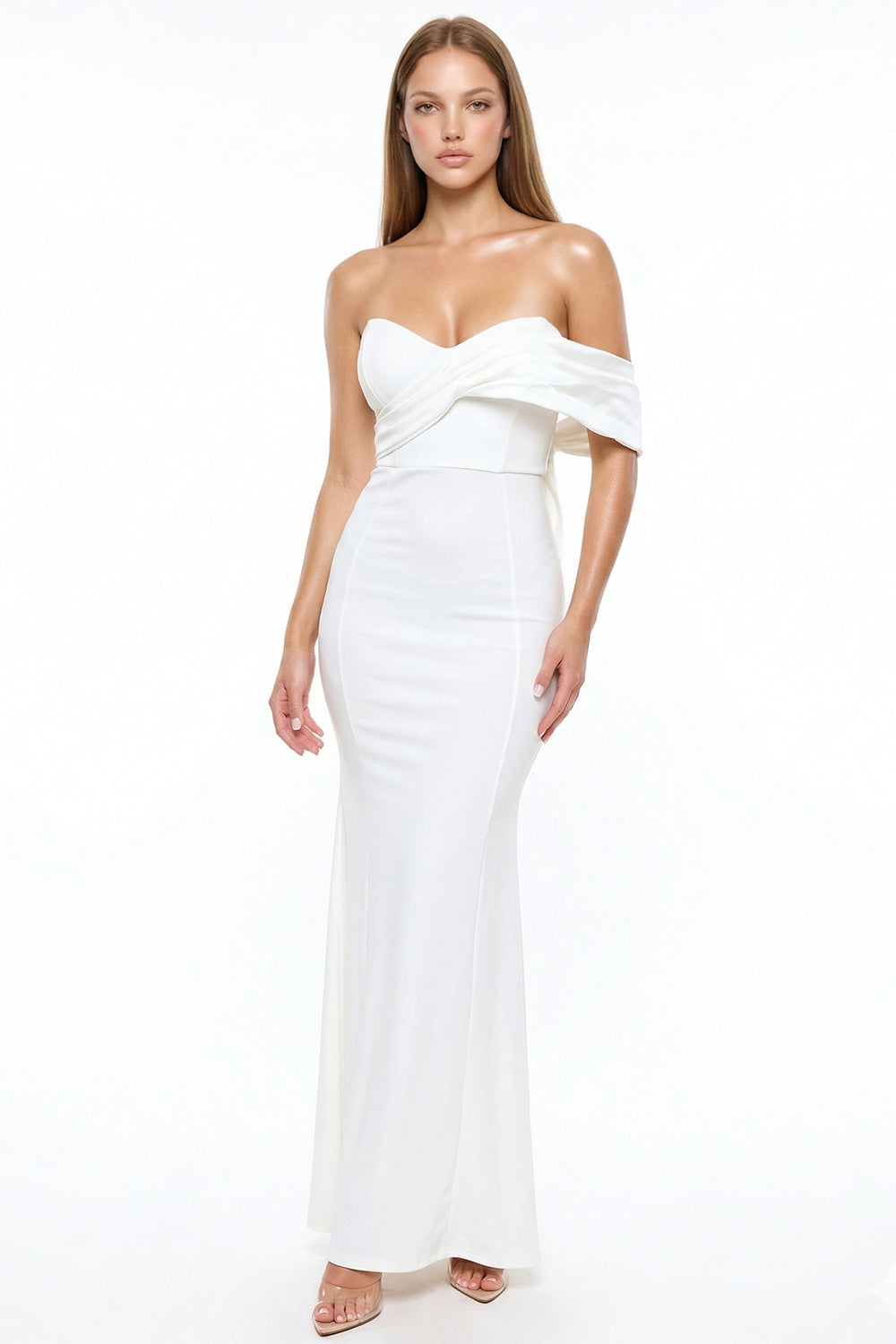 Crezia Fabric With Satin Large Bow Detail Maxi Dress